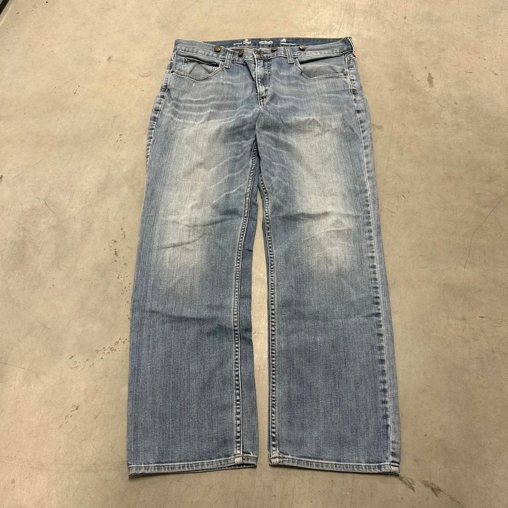 Y2K Urban Pipeline Dark Wash Grunge Style Relaxed Fit Jeans